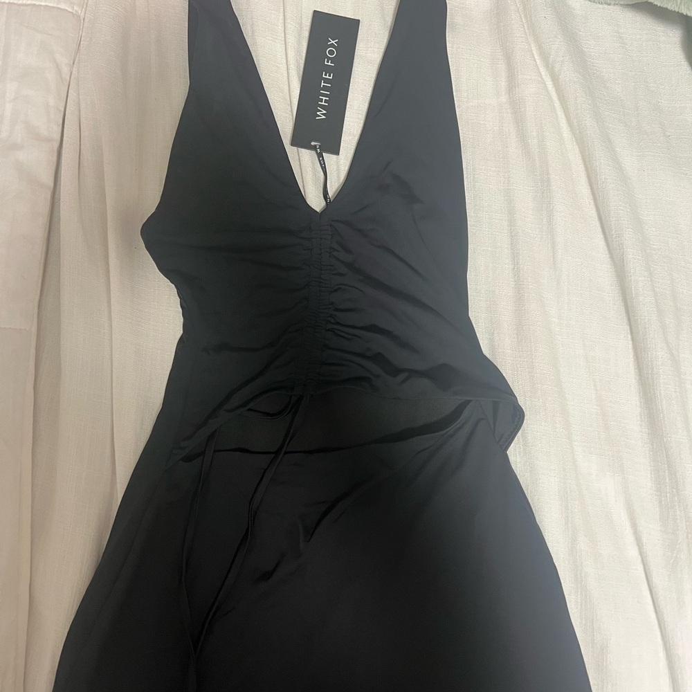White Fox Cut Out Black Mini Dress